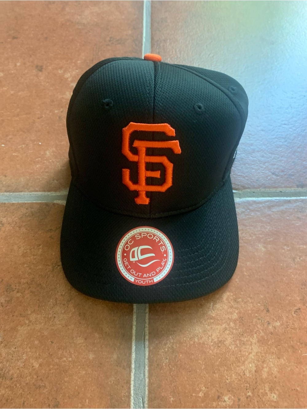 Youth Black and Orange SF Baseball Cap -